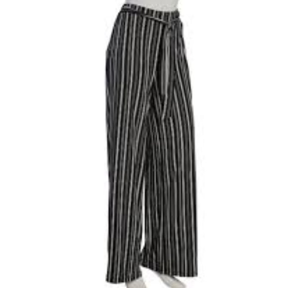 Bobbie Brooks black white stripe wide leg pants - Picture 2 of 8